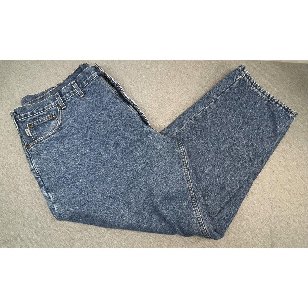 Carhartt Jeans Mens 46x30 Blue Fleece Lined Relaxed Fit Straight Workwear Denim - Picture 5 of 12